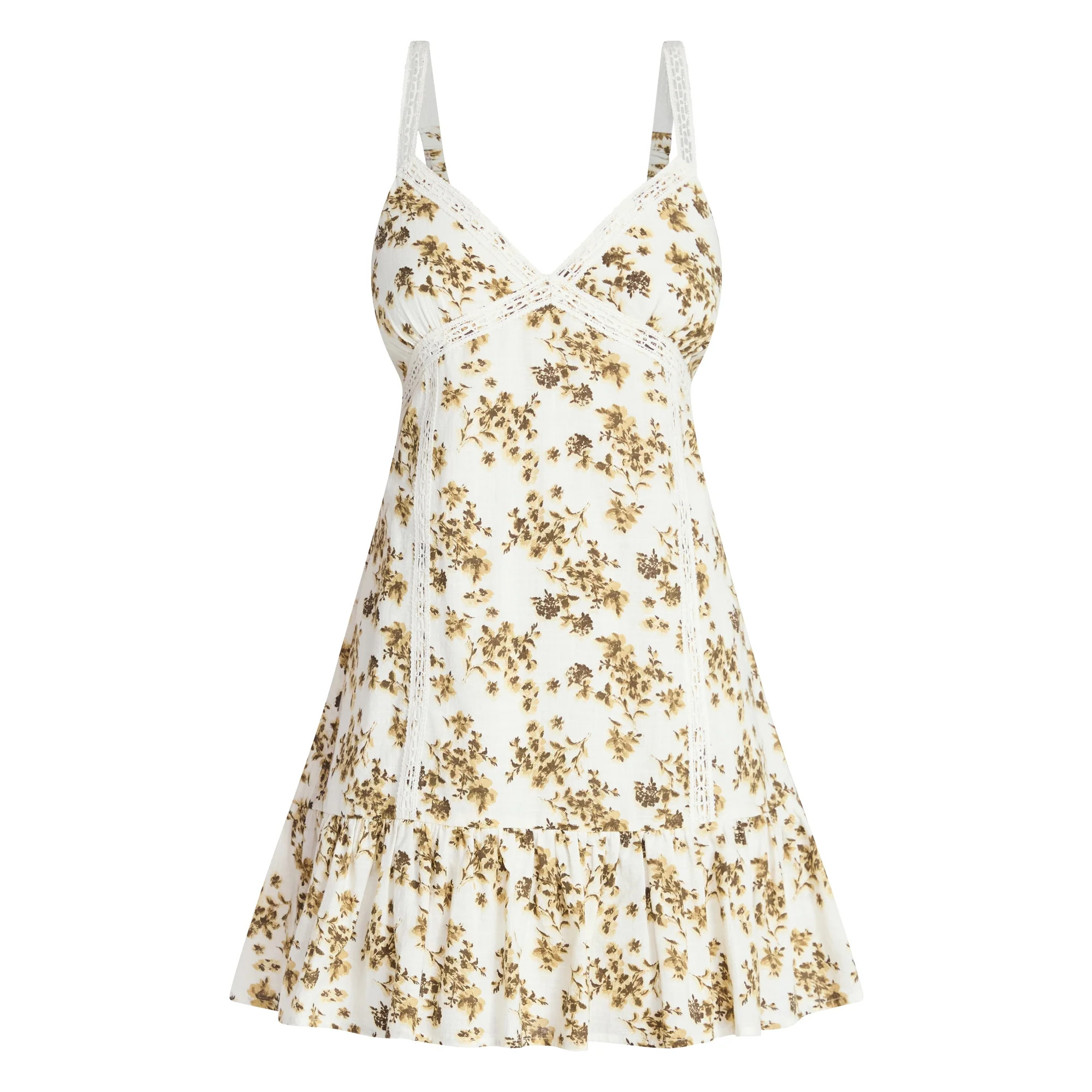 No Boundaries Lace Trim Cotton Mini Dress, Women's XXS-XXL | Walmart (US)