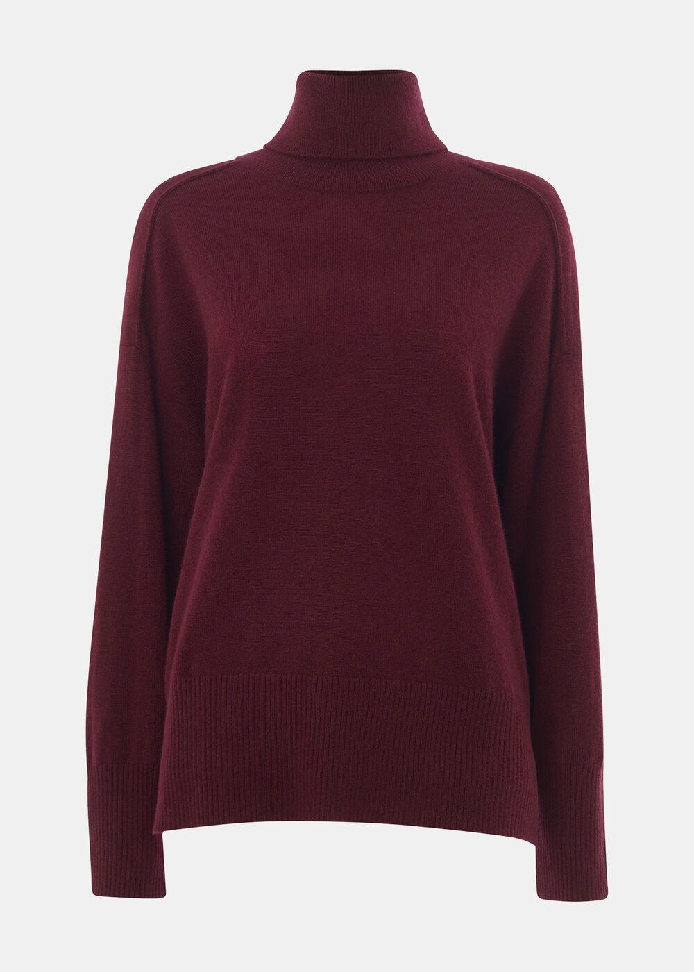 Burgundy Cashmere Seam Roll Neck Knit | WHISTLES | Whistles UK | | Whistles