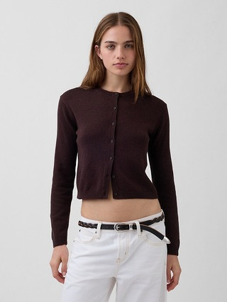 100% Cotton Relaxed Crop Cardigan Sweater | Gap (CA)