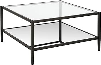 Henn&Hart 32" Wide Square Coffee Table with Mirror Shelf in Blackened Bronze, Modern coffee table... | Amazon (US)