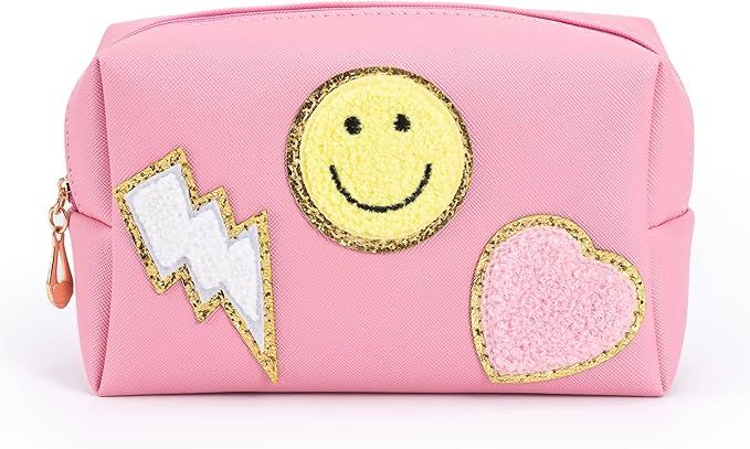 Travel Cosmetics Pink Small Bag: Waterproof Portable PU leather Makeup Pouch – Cute Mini toilet... | Amazon (US)