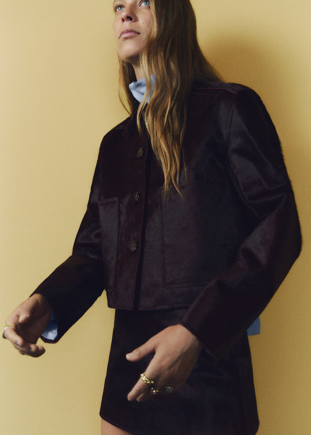 Leather jacket with fur pockets | MANGO (UK)