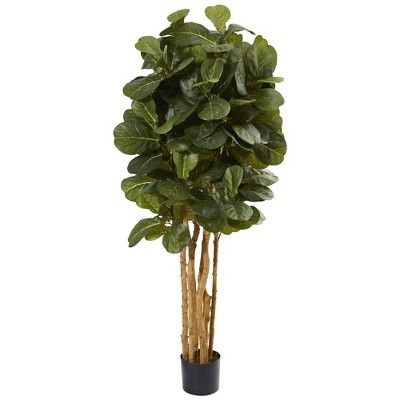5ft Artificial Fiddle Leaf Fig Tree in Pot Green - Nearly Natural | Target