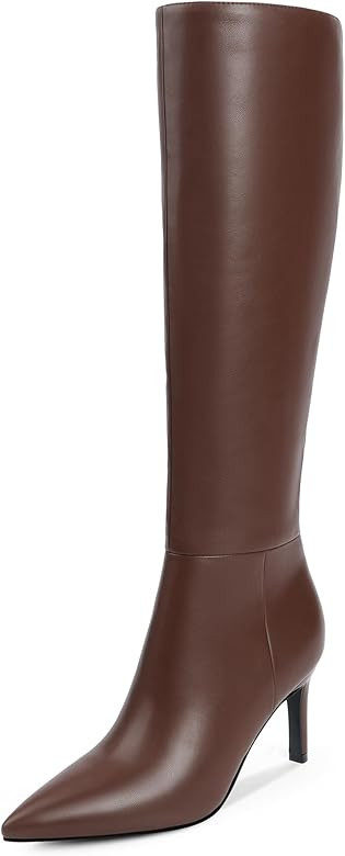 Easyfox Botas altas hasta la rodilla para mujer, punta puntiaguda, botas altas de tacón alto de ... | Amazon (US)