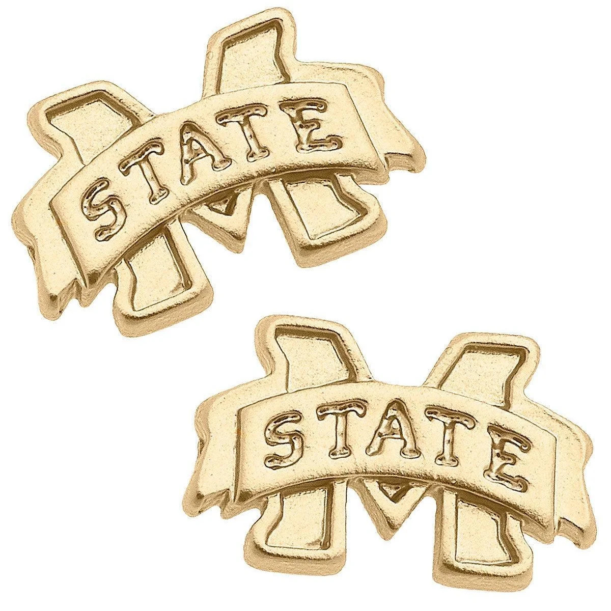 24K Gold Plated Stud Earrings | Mississippi State Bulldogs | Stewart Simmons