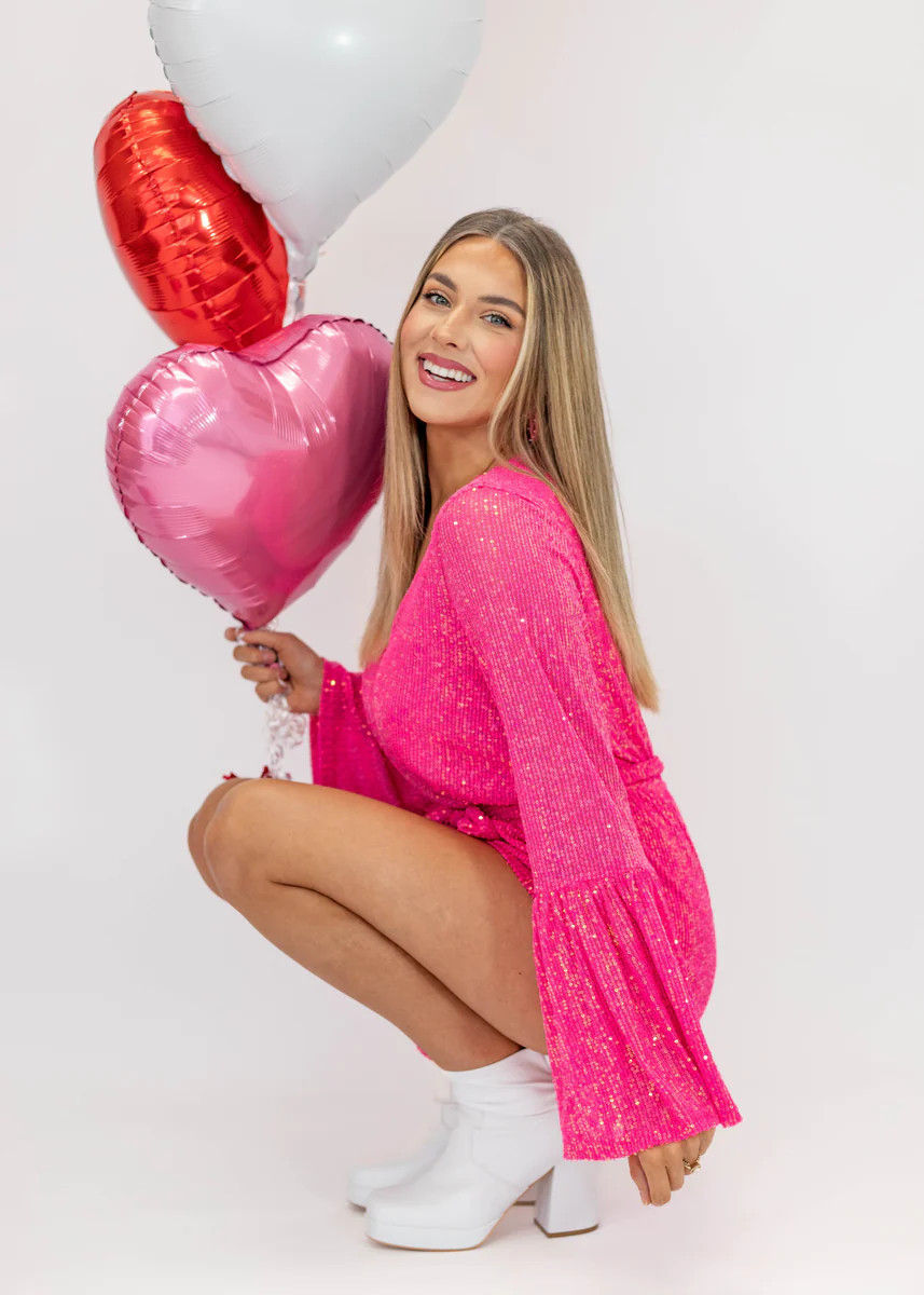 Sequin Belted Romper | Aqua B Boutique