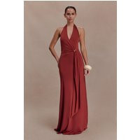 Veda Slinky Halter Maxi Dress / Russet | MESHKI | L | MESHKI US