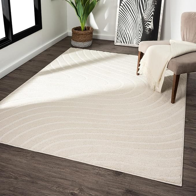 LUXE WEAVERS Modern Geometric Wave Cream 8x10 Area Rug | Amazon (US)