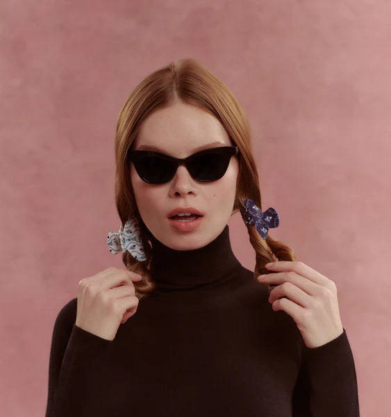 The Hill House x Wet Brush Claw Clip Set - Navy Trellis and Blue Vine Stripe | Hill House Home US