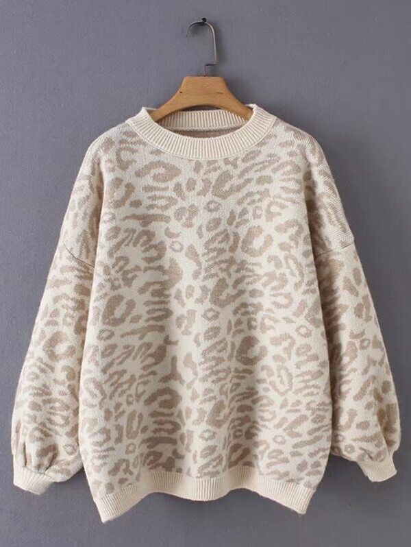 Drop Shoulder Leopard Print Jumper | SHEIN