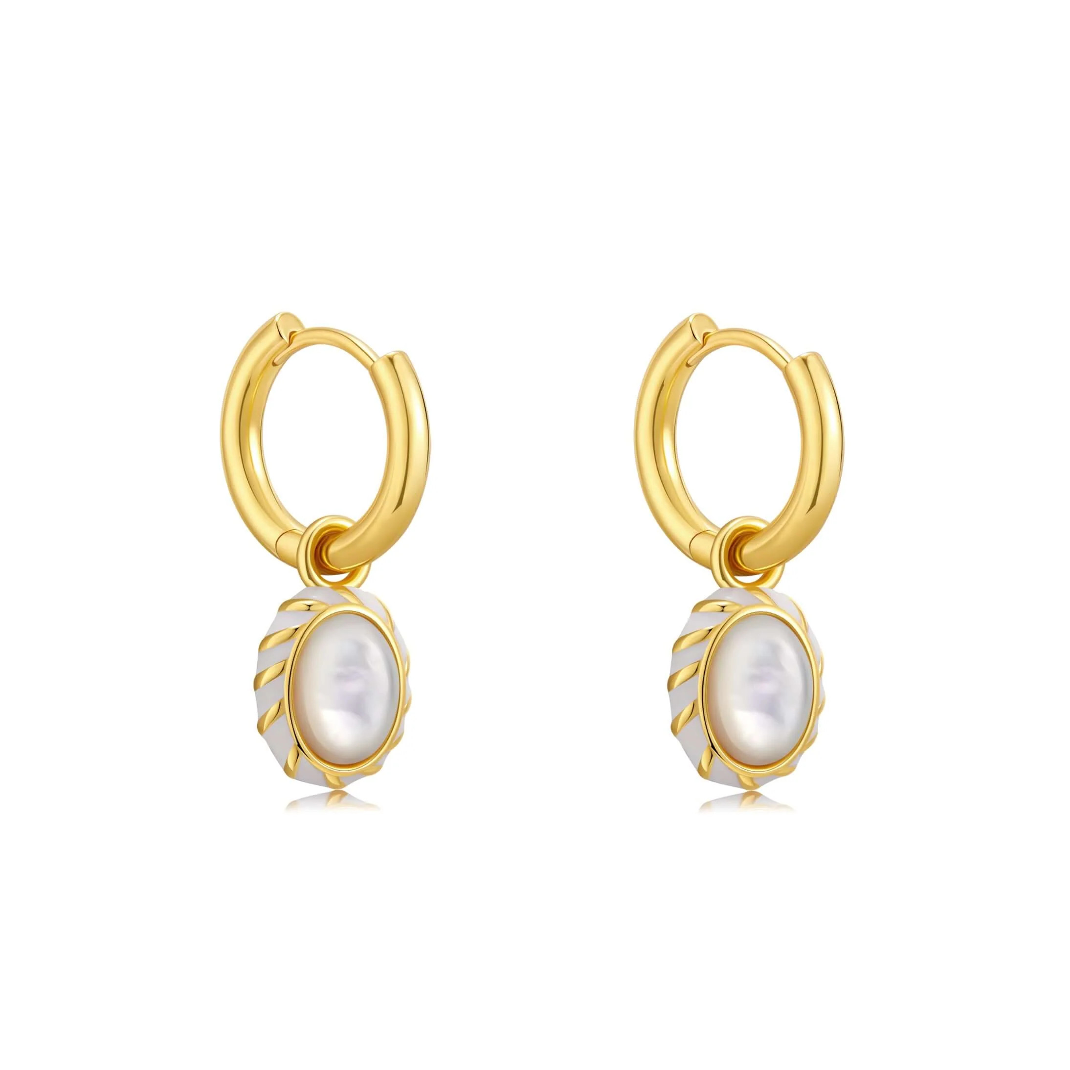 「Luna」Mother-of-pearl Pendant Earrings | Suihe Jewelry