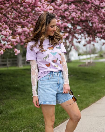 Summer outfit with Abercrombie denim shorts! 

Dad Jean shorts // loose fitting denim shorts // mid length jeans shorts // oval sunglasses // 90s sunglasses // purple graphic t shirt // animal graphic tee // white lace top // sheer layering shirt 

#LTKFindsUnder50 #LTKStyleTip #LTKSeasonal