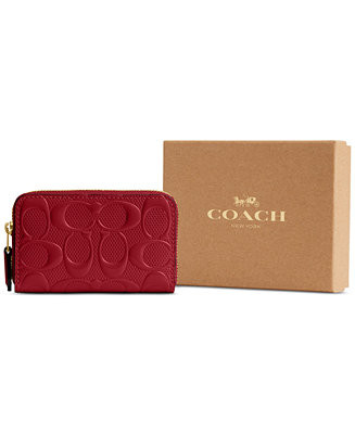 COACH Small Signature Patent Leather Zip Around Wallet   - Macy's | Macy's