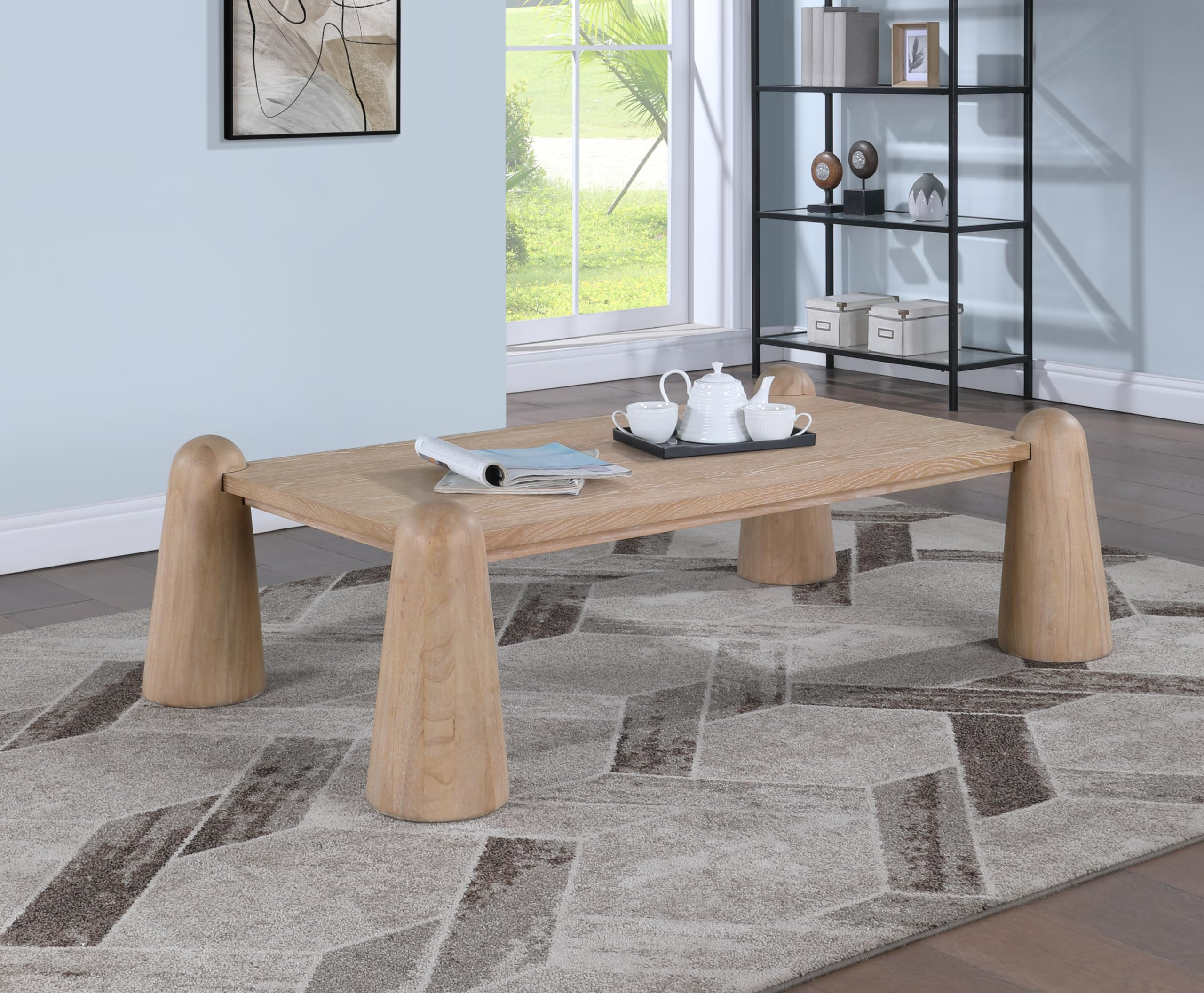 Meridian Furniture 99024Natural-CT Wyndham Collection Art Deco Coffee Table with Rich Natural Fin... | Amazon (US)