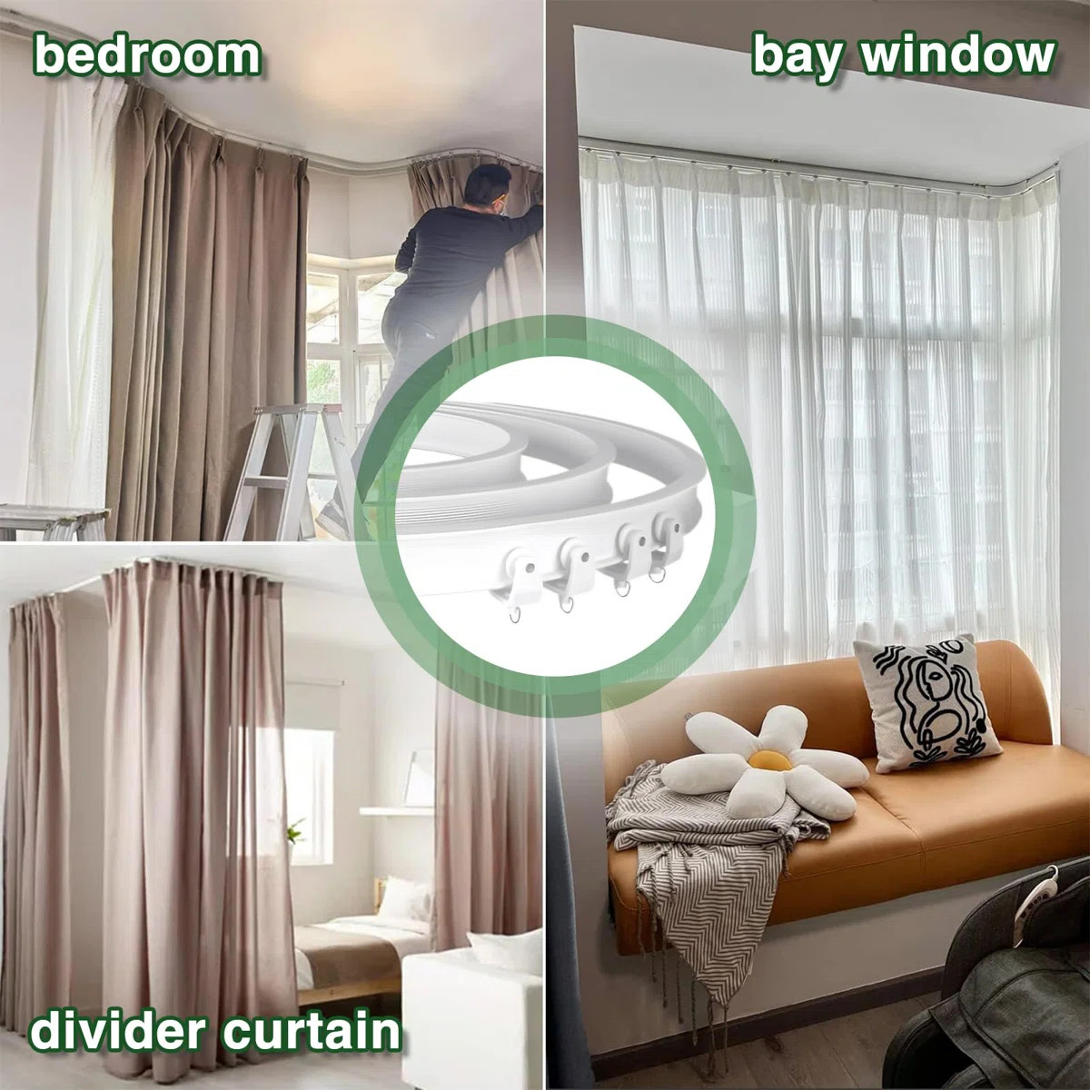 Symple Stuff Flexible Curtain Track 10 Ft Cuttable, Curved Track For Bay Window Travel Trailer RV... | Wayfair North America