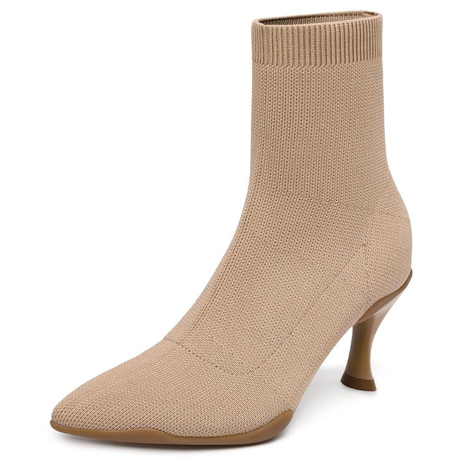 NEWBELLA Women's Knit Ankle Boots - Minimalist Pointed Toe Stiletto Heel Booties, Elegant Knitted... | Amazon (US)
