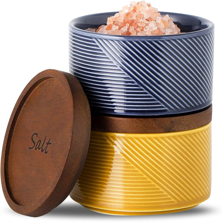 Ceramic Salt and Pepper Bowl Set of 2 - 10 oz Capacity - Country Style - Stackable - Dishwasher S... | Amazon (US)