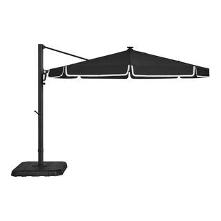 Hampton Bay 11 ft. Aluminum and Steel Cantilever Patio Umbrella with LED Bars in Black with White... | The Home Depot