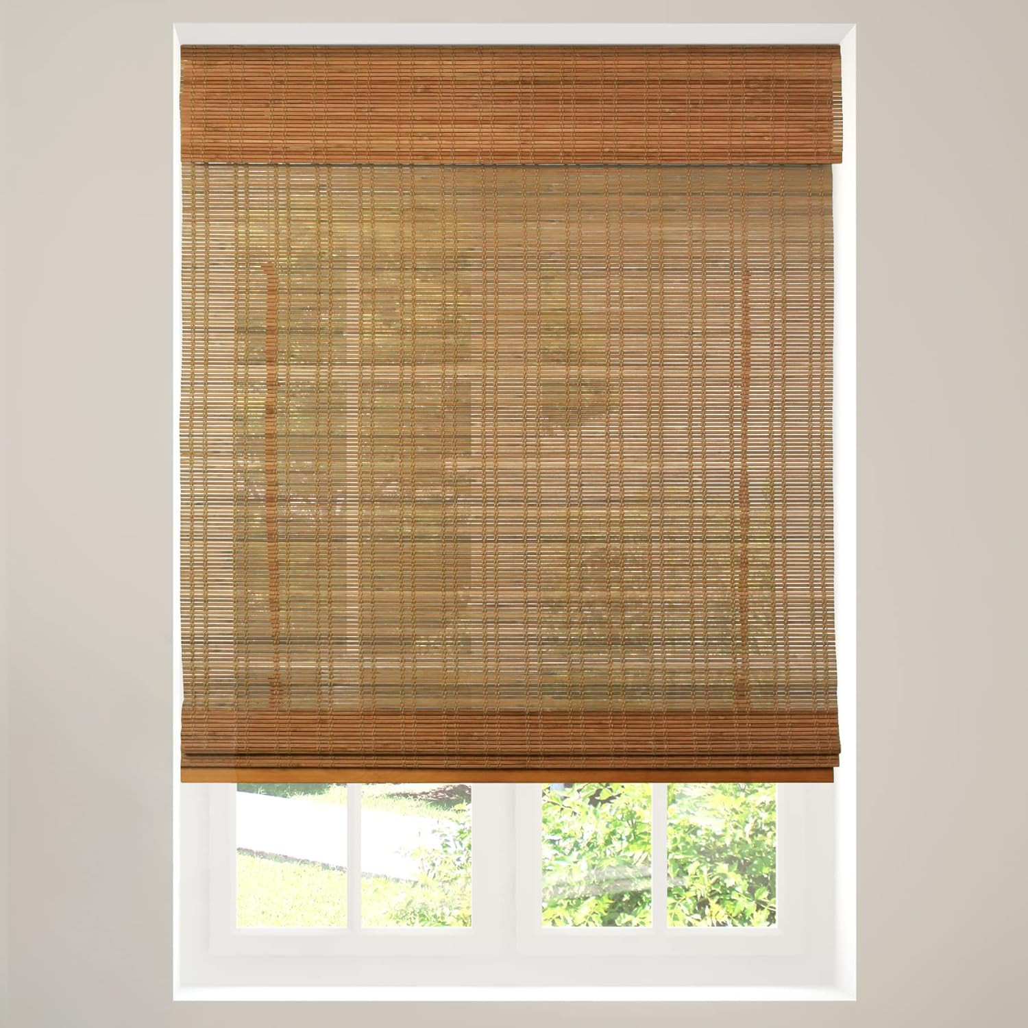 CALYX INTERIORS Cordless Bamboo Roman Shade Blind, Light Filtering, 22.5" W x 48" H, Ceylon Light... | Amazon (US)