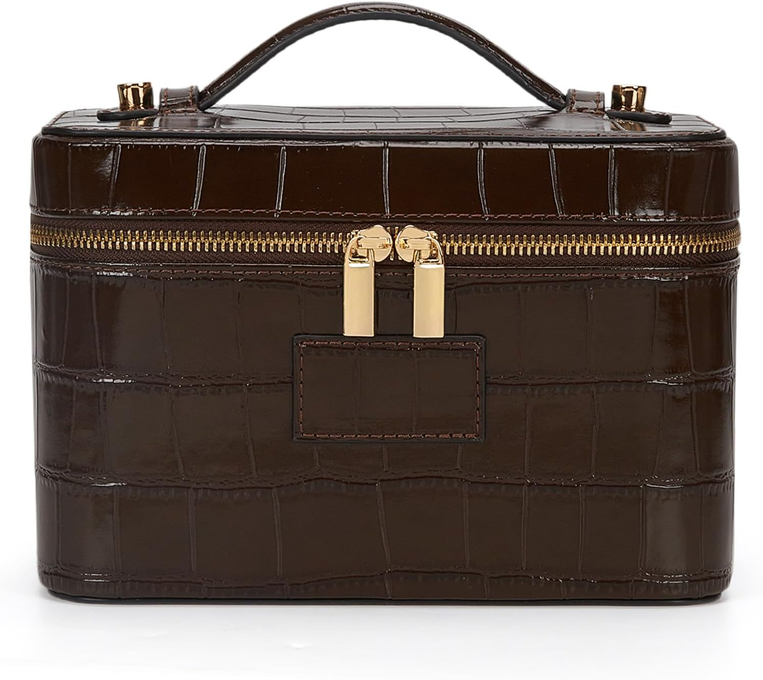 HiTotes Makeup Bag Crocodile Vanity Case for Women Travel Cosmetic Bag Leather Toiletry Bags Makeup Organizer Case | Amazon (US)