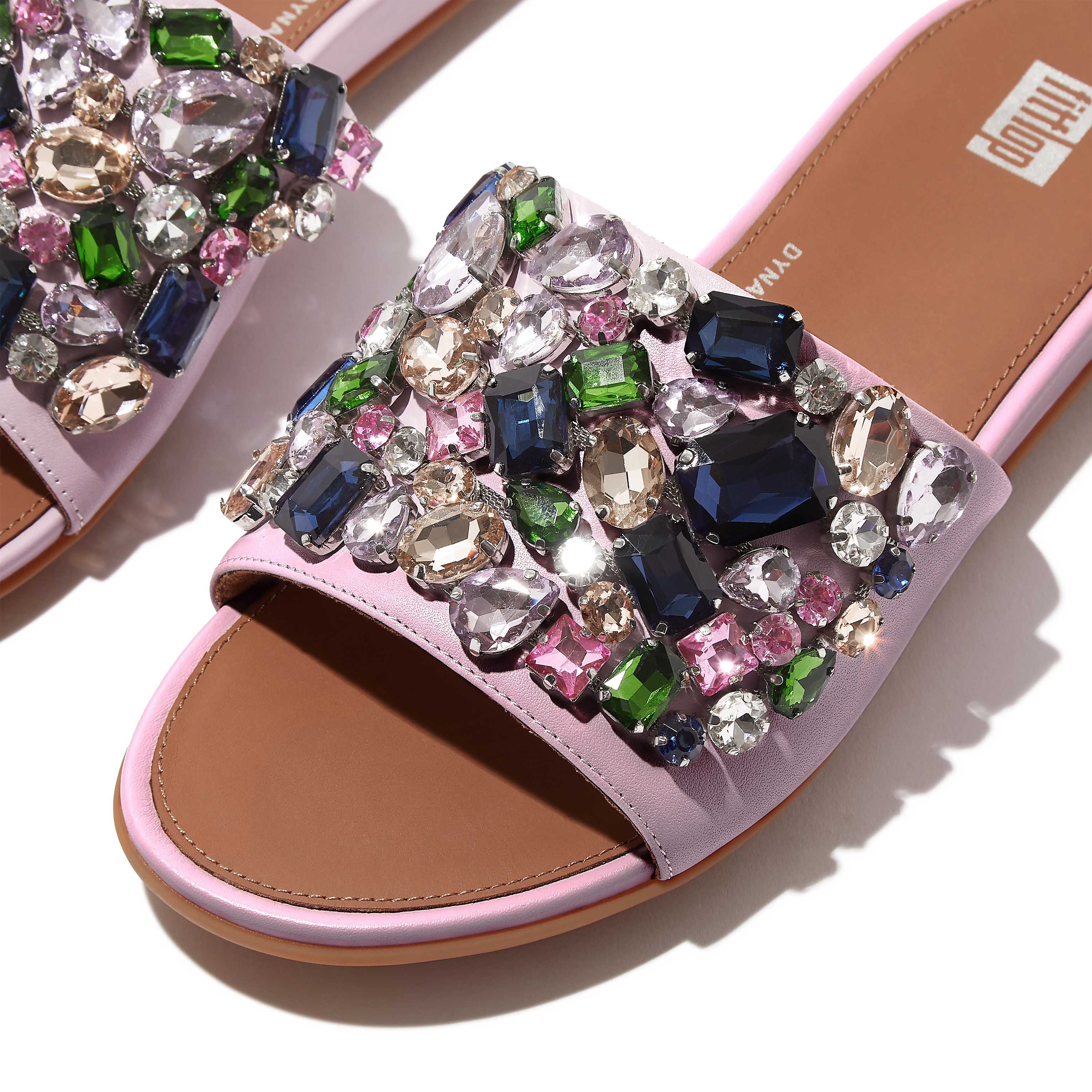 GRACIE Jewel-Deluxe Leather Slides | FitFlop (US)