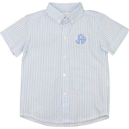 Blue Seersucker Button Down Shirt | Cecil and Lou