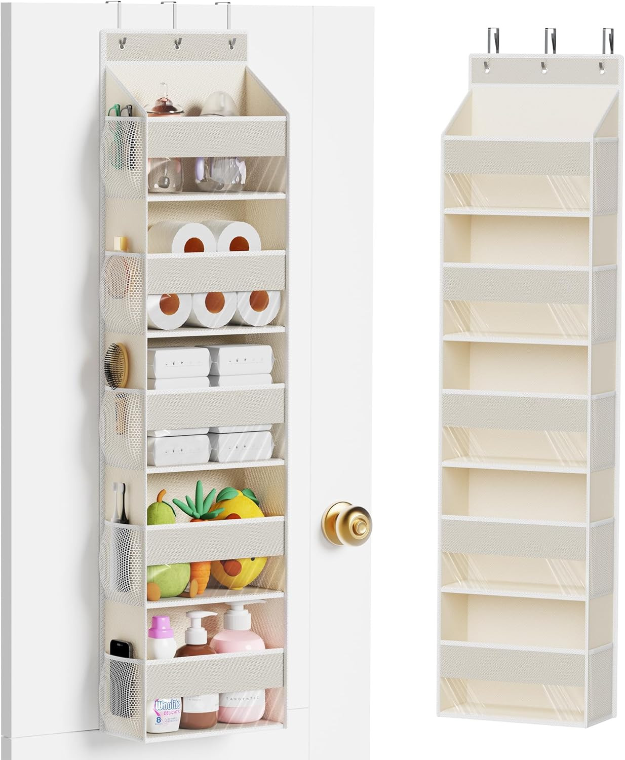 MAX Houser 5-Shelf Over The Door Hanging Organizer with 2 Metal Hooks, 5 Pocket Swing-Proof Behin... | Amazon (US)