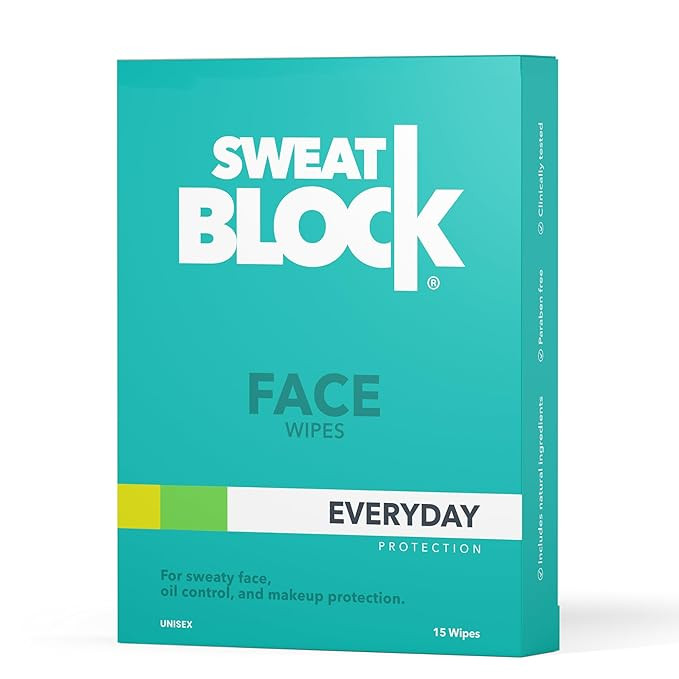 SweatBlock Antiperspirant Face Wipes for Men & Women - 15 Count - Helps Control Oily Skin, Reduce... | Amazon (US)