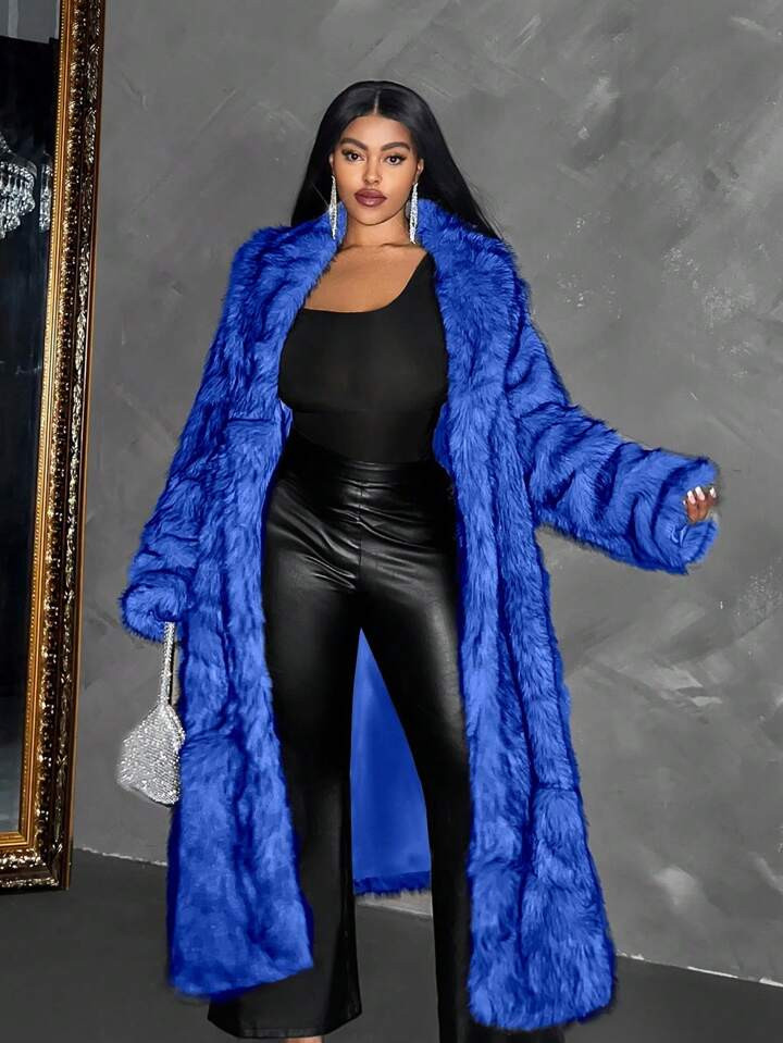 Maweii Plus Size Fluffy Coat, Casual And Fashionable For Daily Wear | SHEIN