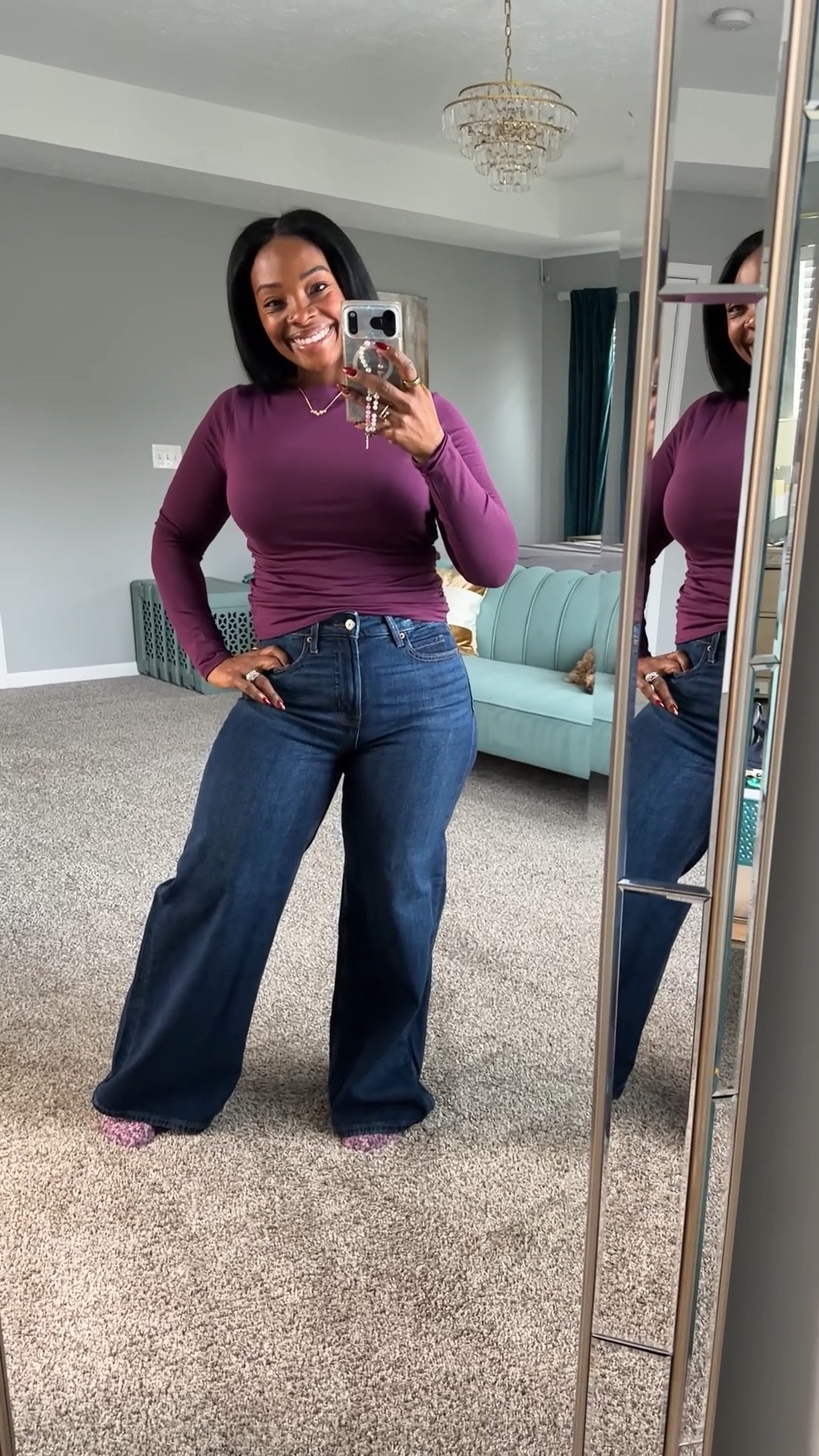 Found this pretty purple top at Old Navy. Love the neckline, super comfortable. I'm wearing a medium too and 6 in jeans. 

#LTKgrwm #LTKFindsUnder50 #LTKootd