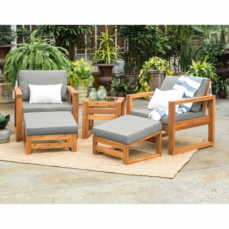 Norris Solid Wood 2 - Person Seating Group with Cushions | Wayfair North America