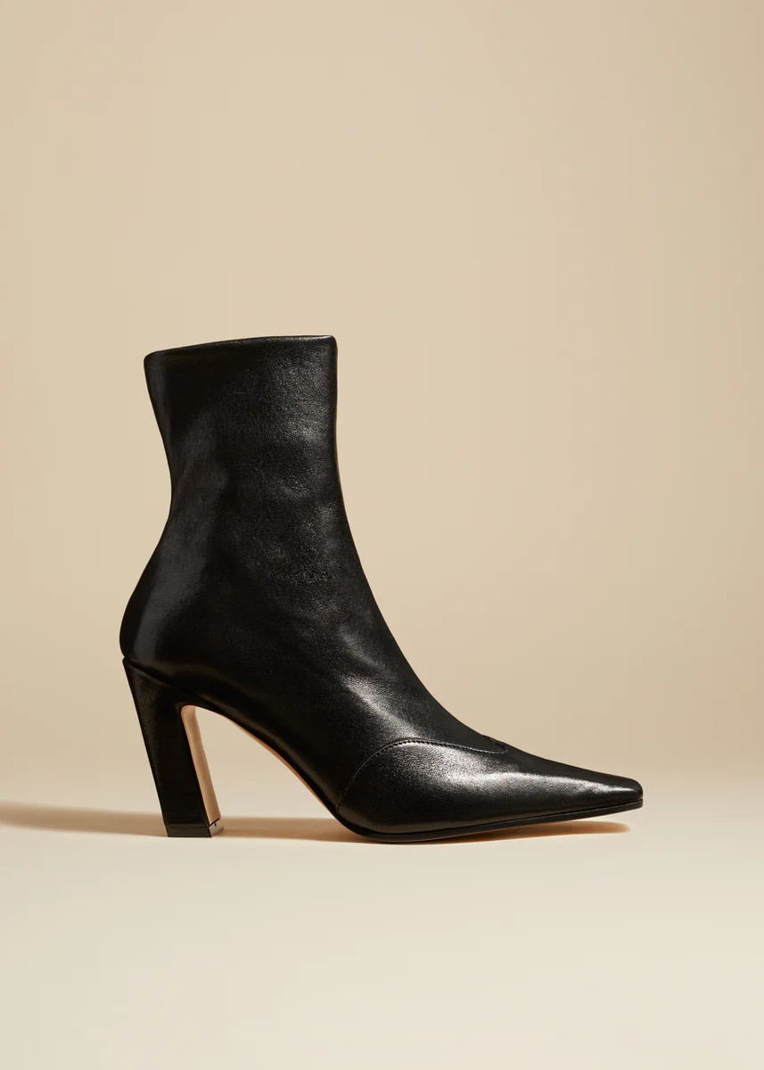 The Dallas Stretch Ankle Boot in Black Leather | Khaite