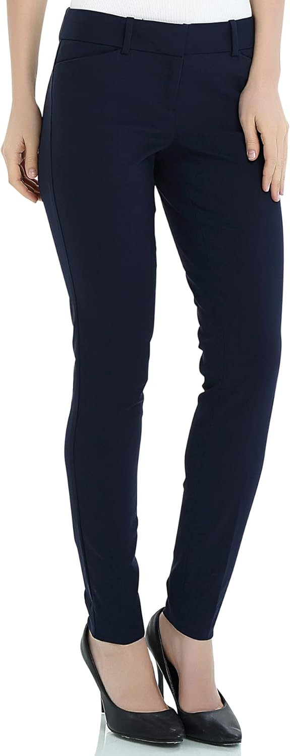 SATINATO Women's Casual Work Pants Skinny Slacks Leggings Comfort Mid Rise | Amazon (US)