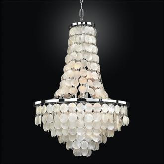 Bayside 19" Wide Silver Pearl Capiz Shell Chandelier (7G149) | LampsPlus.com