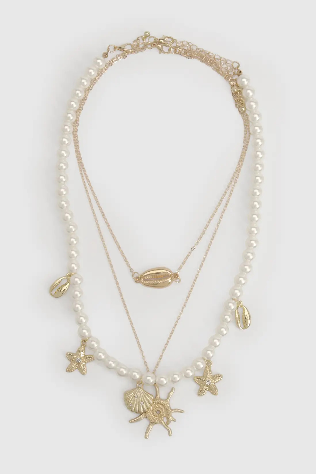 Gold Pearl & Starfish Detail Necklaces 3 Pack | Boohoo | Boohoo.com (UK & IE)