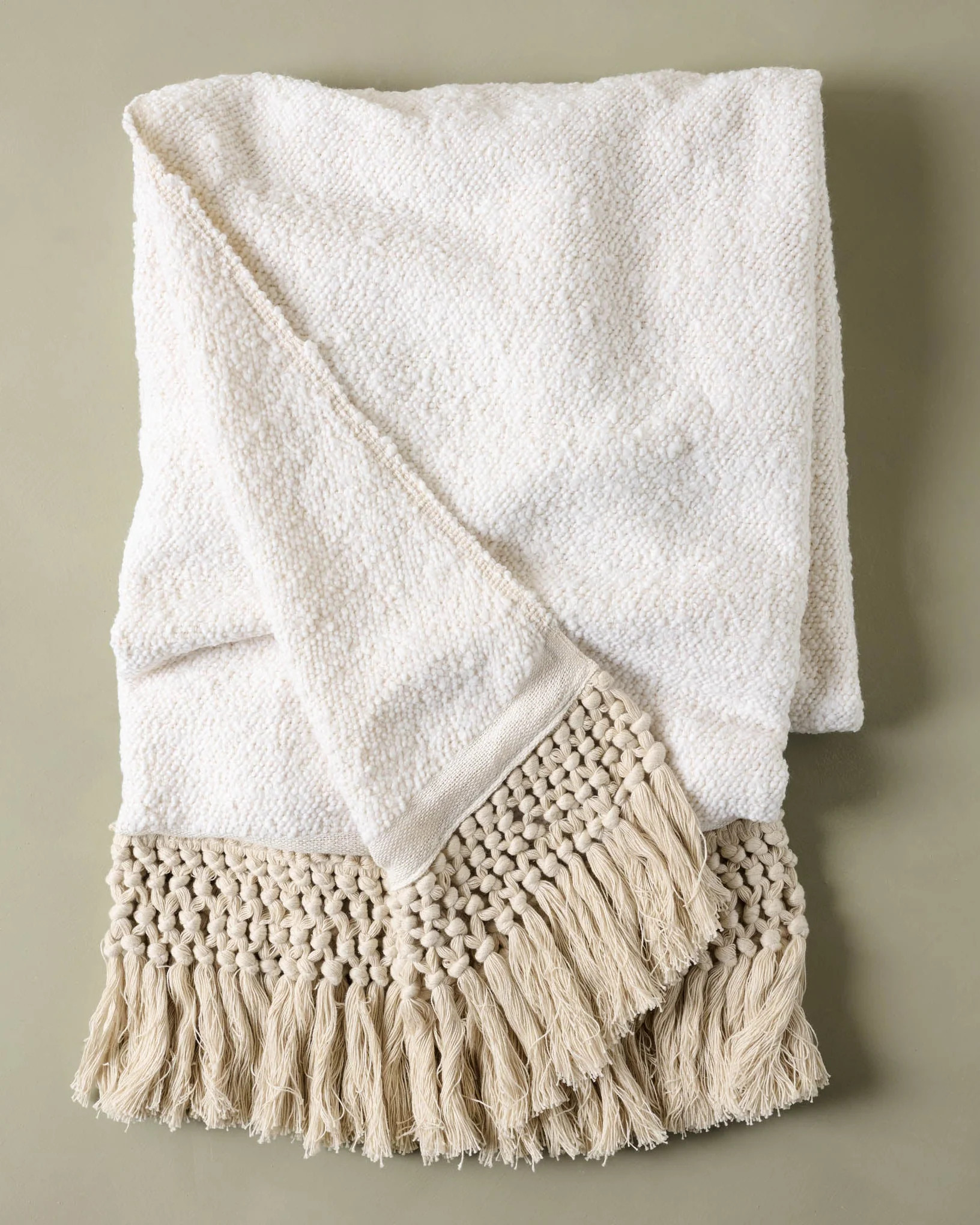 Antique White Essential Tassel Throw | Magnolia