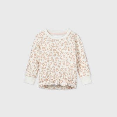 Grayson Mini Toddler Girls' Leopard Tie-Bottom Sweatshirt - Cream | Target