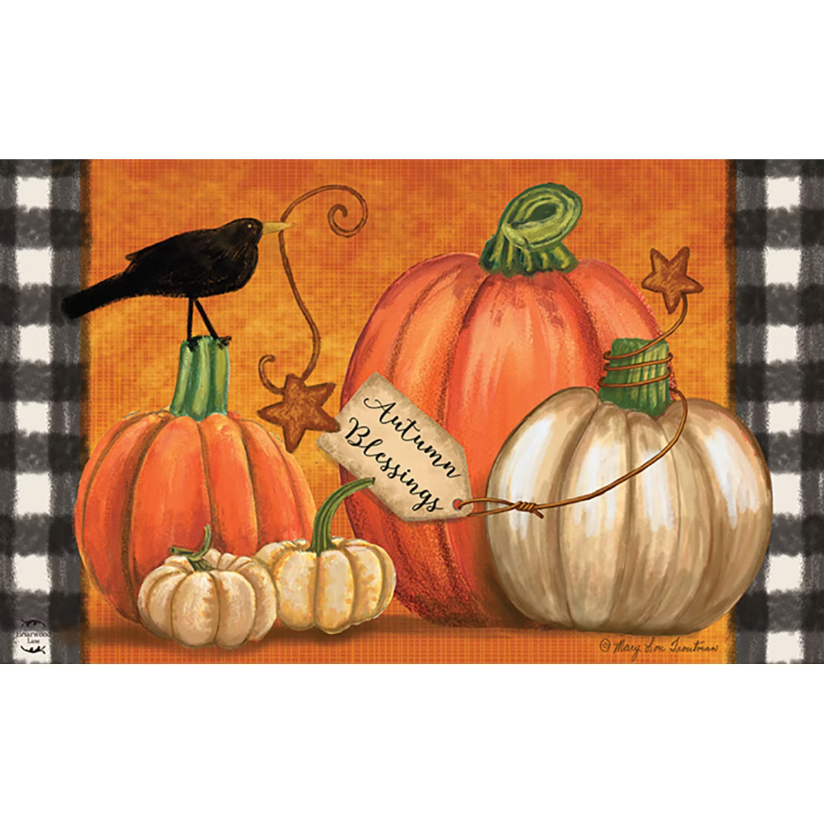 Briarwood Lane Rustic Pumpkins Fall Doormat Primitive Crow Indoor / Outdoor 30" x 18" | Target
