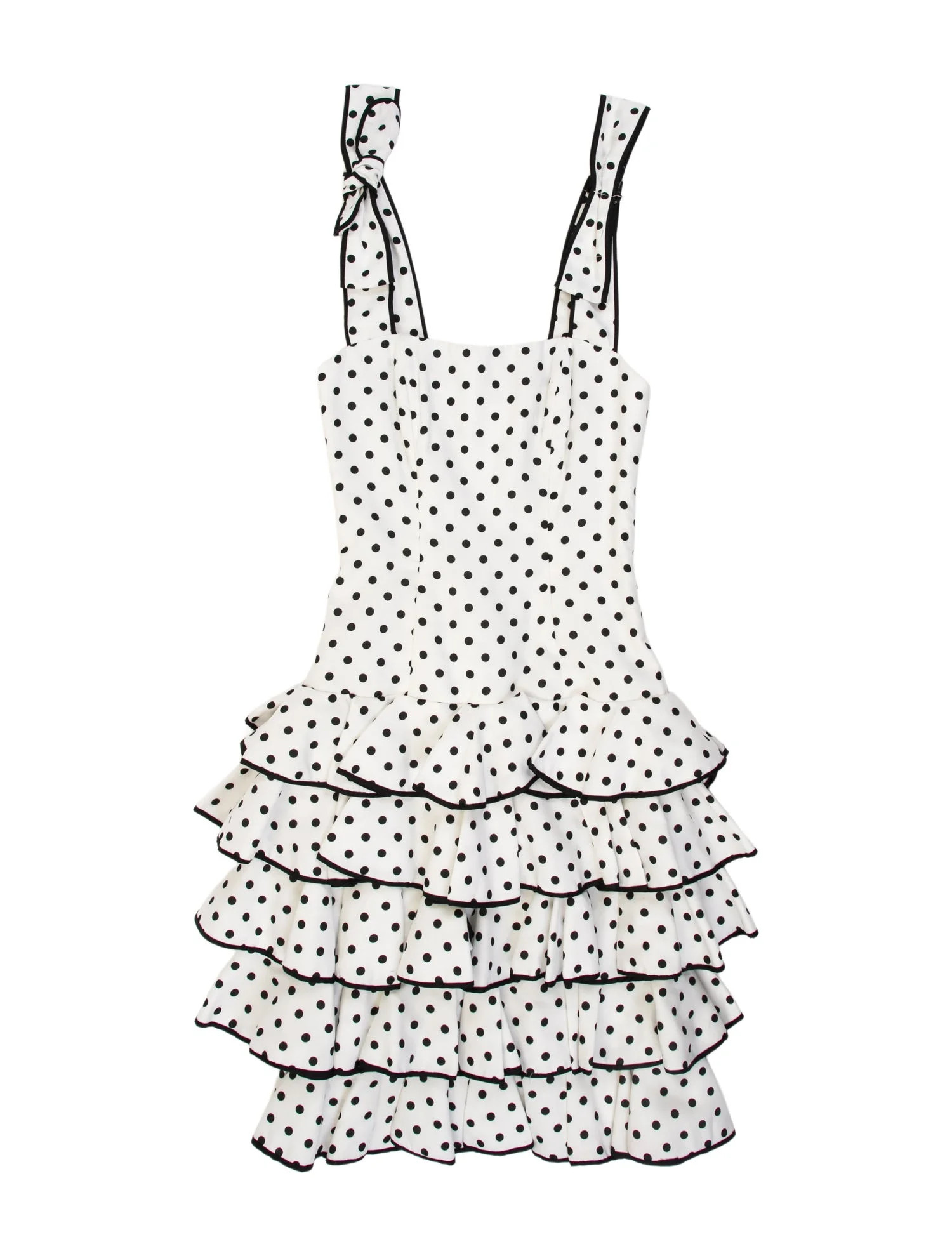 Victor Costa Polka Dot Print Knee-Length Dress - Neutrals Dresses, Clothing - WVCTA22758 | The Re... | The RealReal