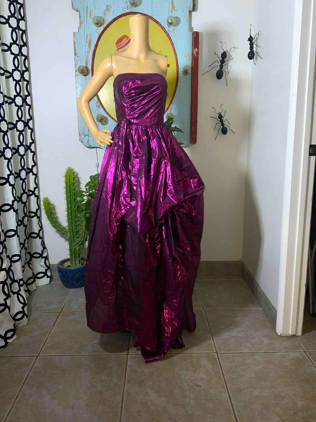 Vintage 1980s/1990s TD4 by Eletra Brand Prom Dress - Lamé, Purple, Shiny, Strapless, XS, S, Smal... | Etsy (US)