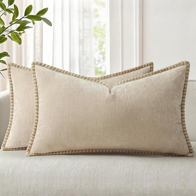 decorUhome Summer Chenille Soft Cozy Throw Pillow Covers 12x20 Set of 2, Modern Farmhouse Boho Ve... | Amazon (US)