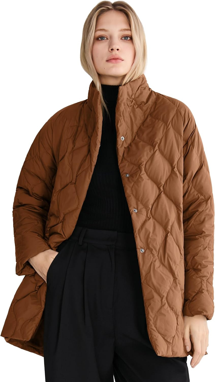 Orolay Women's Oversized Quilted Down Jacket Lightweight Puffer Casual Coat | Amazon (US)