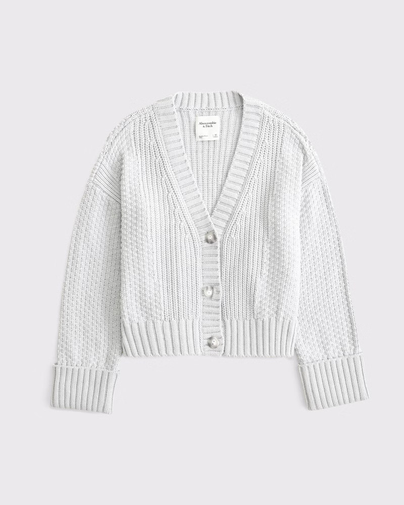 Cotton-Blend Seed Stitch Cardigan | Abercrombie & Fitch (US)
