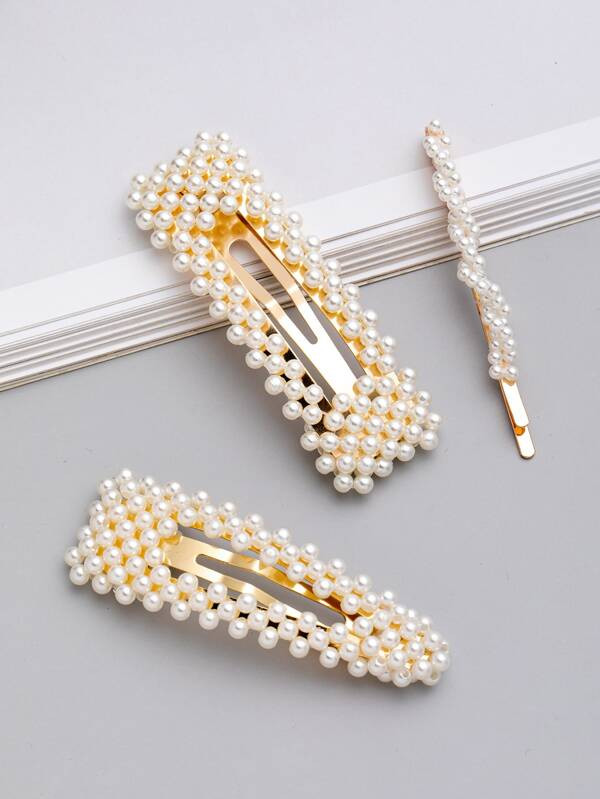 3pcs Faux Pearl Decor Hair Clip | SHEIN