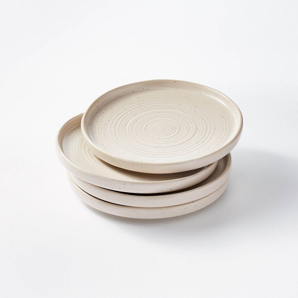 8.5"" 4pk Stoneware Glazed Salad Plates Cream - Threshold designed with Studio McGee | Target