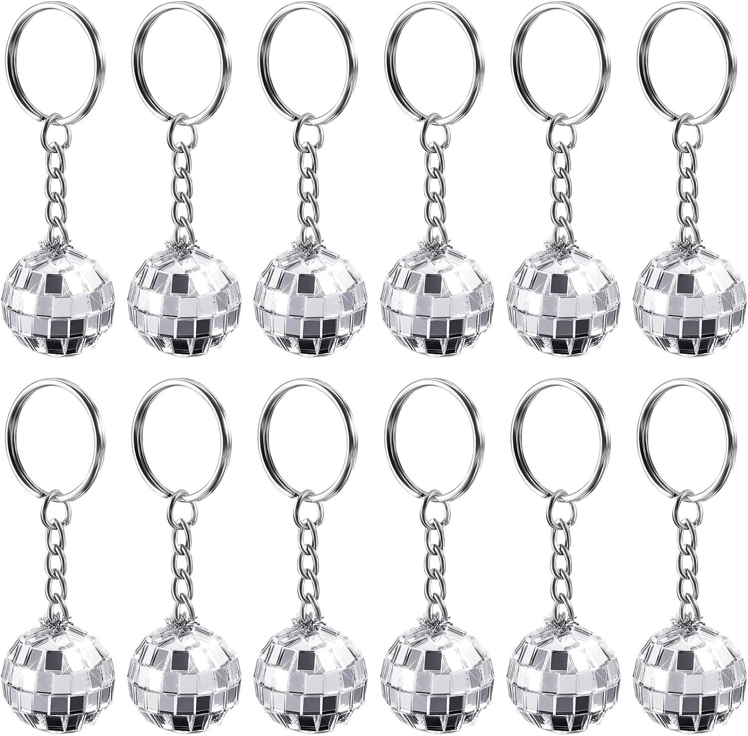 24 Pack Mirror Disco Ball Keychain Mini Disco Keychain Silver Mirror Ball Keychain Ball Globe Par... | Amazon (US)