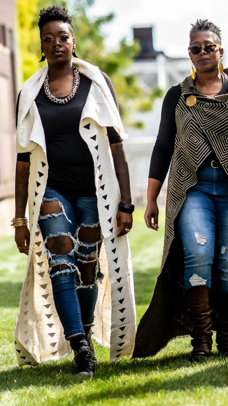 XL Mudcloth Duster: Handwoven Cotton Vest, Mali Textile - Etsy | Etsy (US)