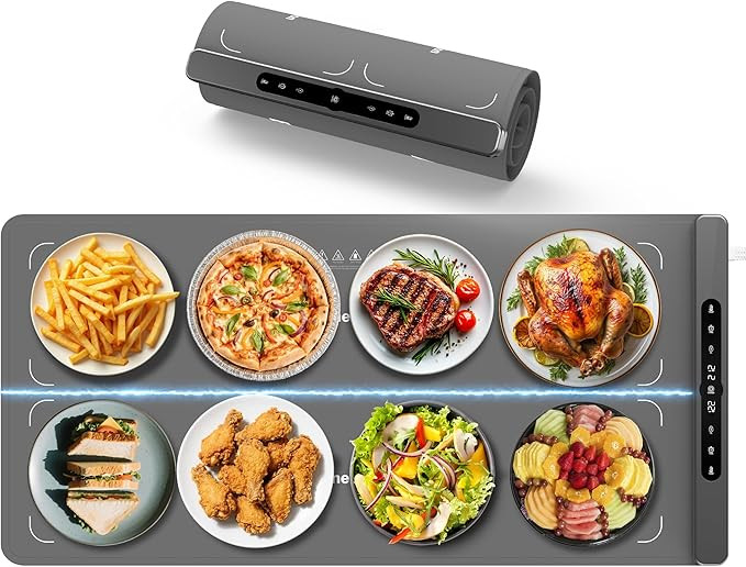 Graphene Food Warming Mat with Dual Zone Control, XXL 36"x17" Electric Heating Tray, 6 Temp & Tim... | Amazon (US)