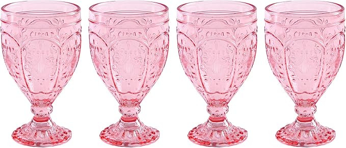 Fitz and Floyd Trestle Glassware Ornate Goblets, Set of 4, Blush | Amazon (US)
