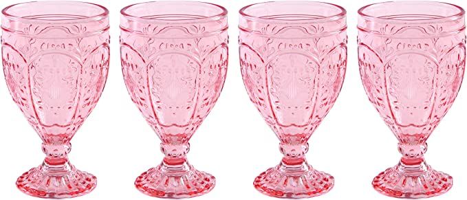 Fitz and Floyd Trestle Glassware Ornate Goblets, Set of 4, Blush | Amazon (US)